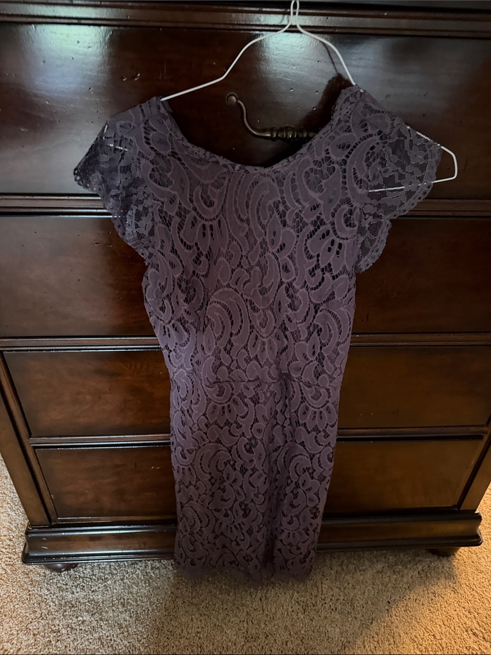 Target Plum Lace Midi Dress with Scalloped Cap Sleeves